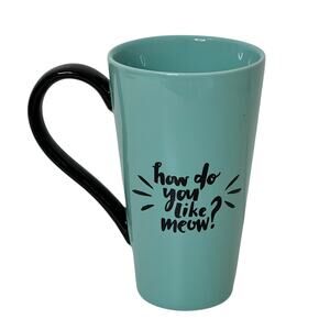 Everyday Living Tall Cat Mug Whiskers How Do You Like Meow Teal Cat Lover
